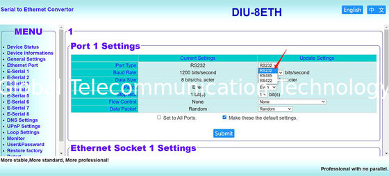 DIU-8ETH,Aviation socket,For rugged RS232,RS485,RS422 Serial Server